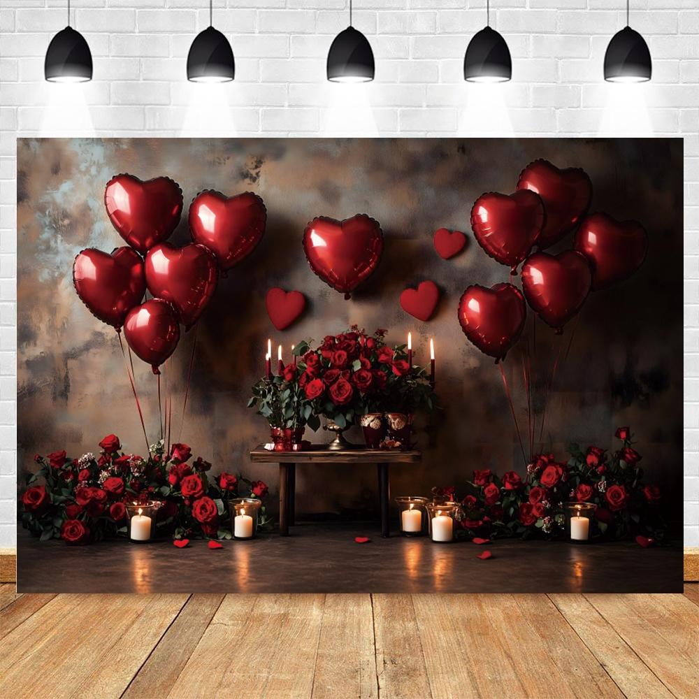 Romantic Valentine's Day Red Rose Love Candle Photography Banner Background, Indoor Scene Couple Photo Shooting Studio Backdrop