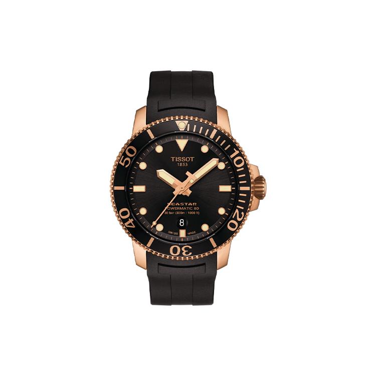 TISSOT Коллекция Starfish Автоматический Механический Механизм Мужские Часы Часы 43мм Черный Циферблат T120.407.37.051.01 Black Strap