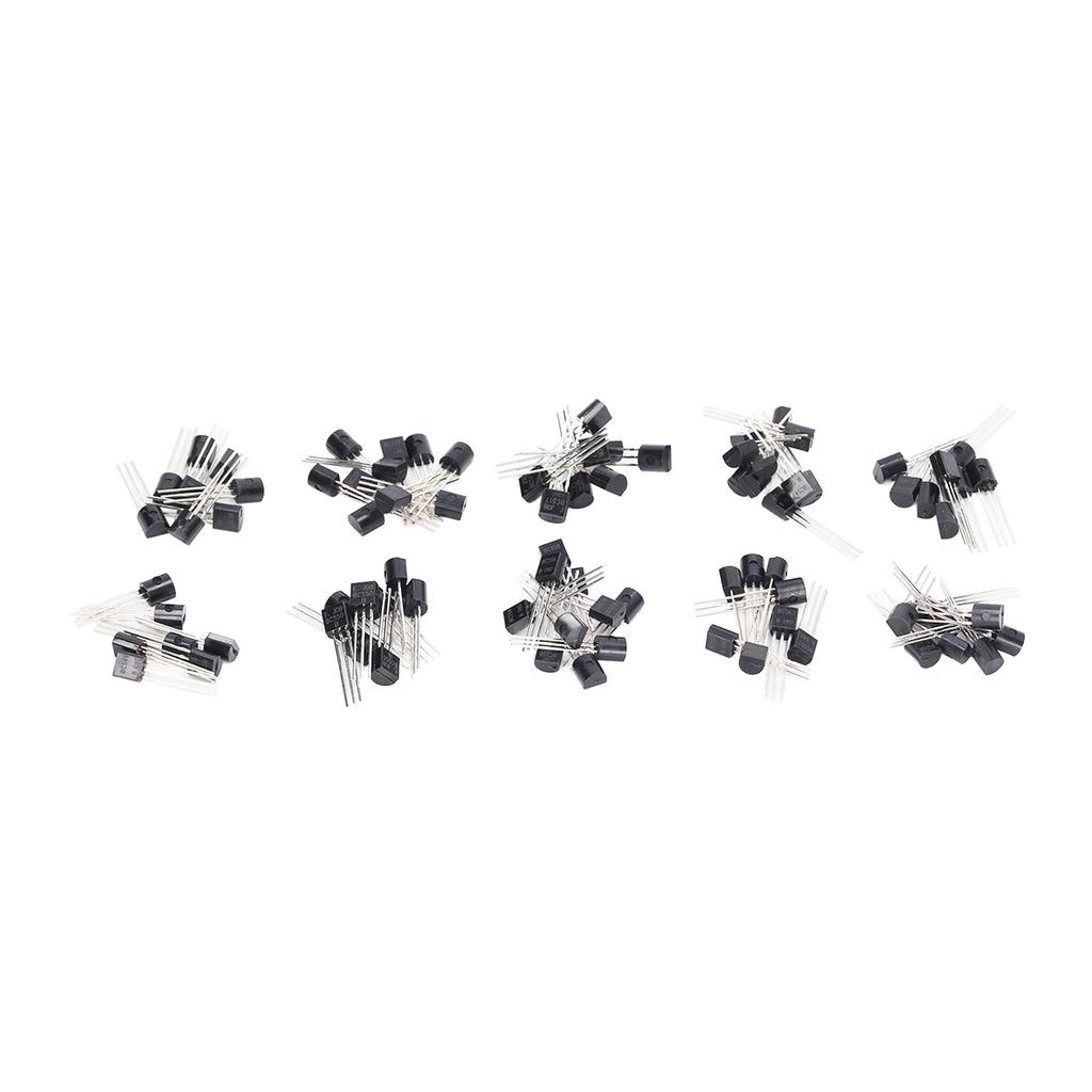 200-teiliges schwarzes Leistungstransistor-Set, 10 Werte, Transistor-Kit mit geringem Stromverbrauch BC327-BC558