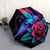 1pc Neon Hummingbird and Rose Automatic Opening and Closing Umbrella - Small Umbrella Suitable for Various Occasions R079