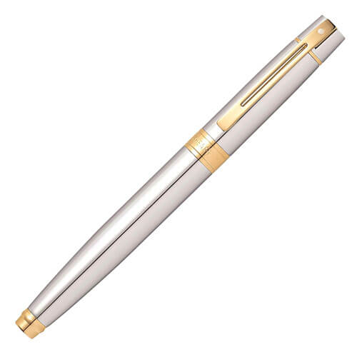 Sheaffer Sheaffer 300 Chrome Cap Fine Fountain Pen w/ Gold Trim