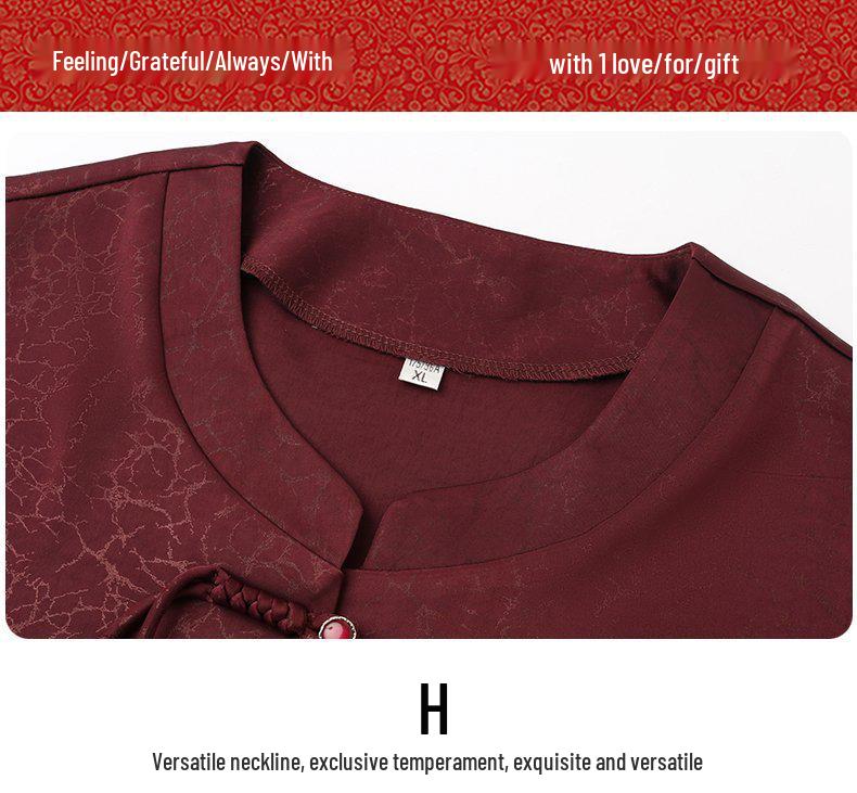 Elegant Bestseller: Women's Seven-Sleeve Spring & Summer Shirt for Elderly and Mothers - New Chinese Style