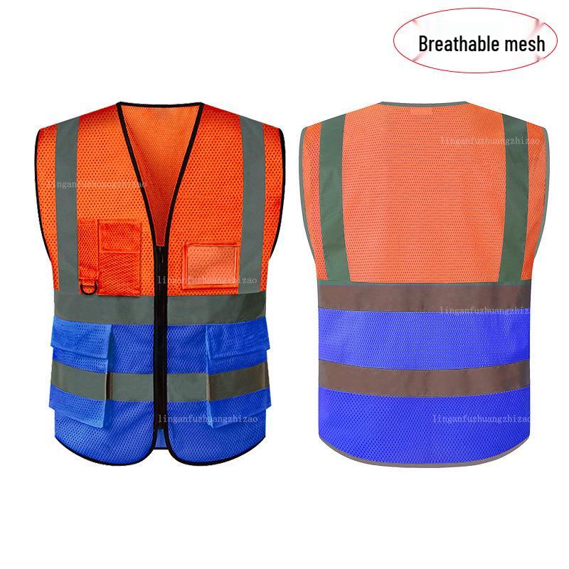 Multi-Pocket Reflective Vest for Sanitation & Construction with Printing