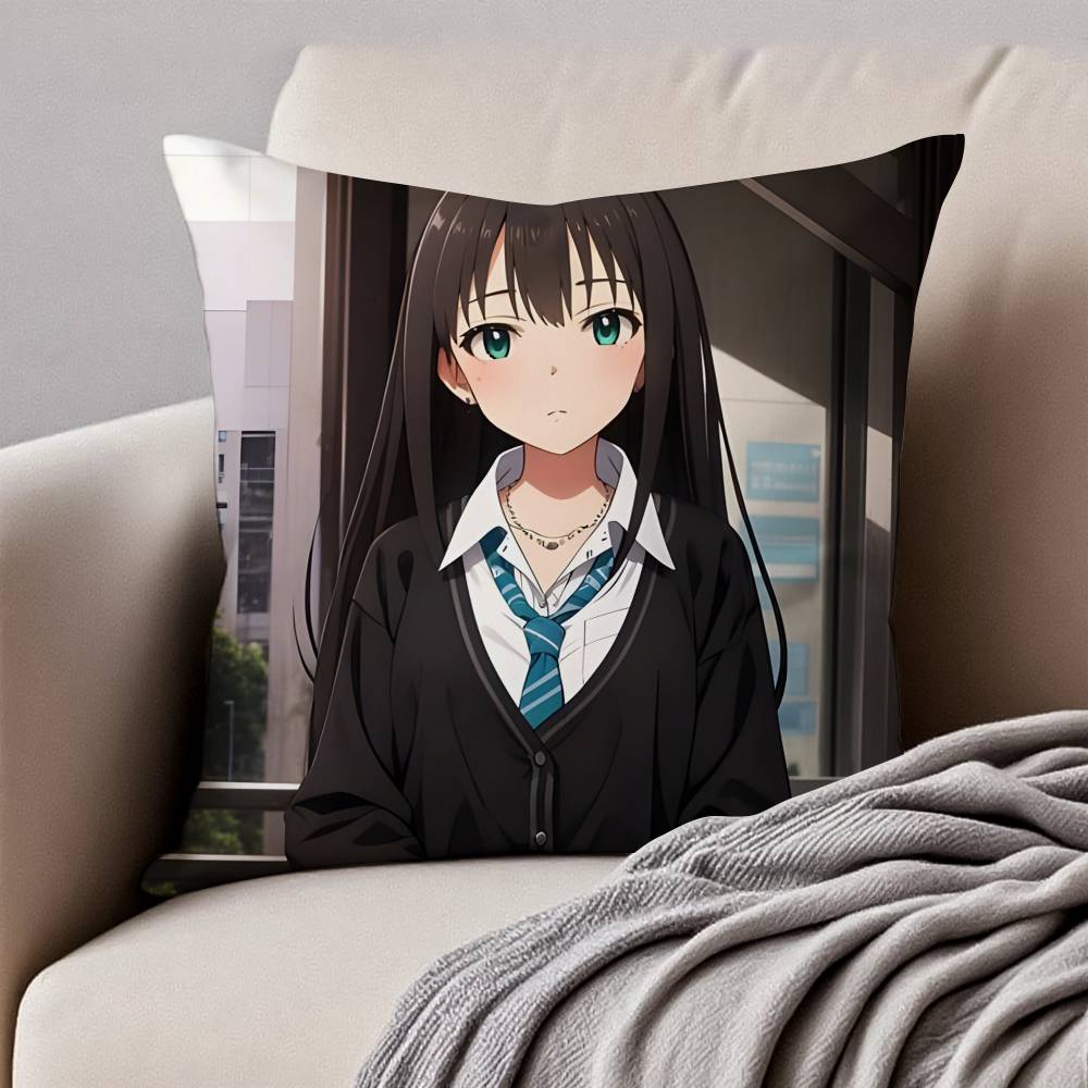 R-Rin S-Shibuya Cartoon Animation Pillow Case Anti-dustmite Pillowcase Invisible Zipper Silky Short Plush Sofa Cushion Cover
