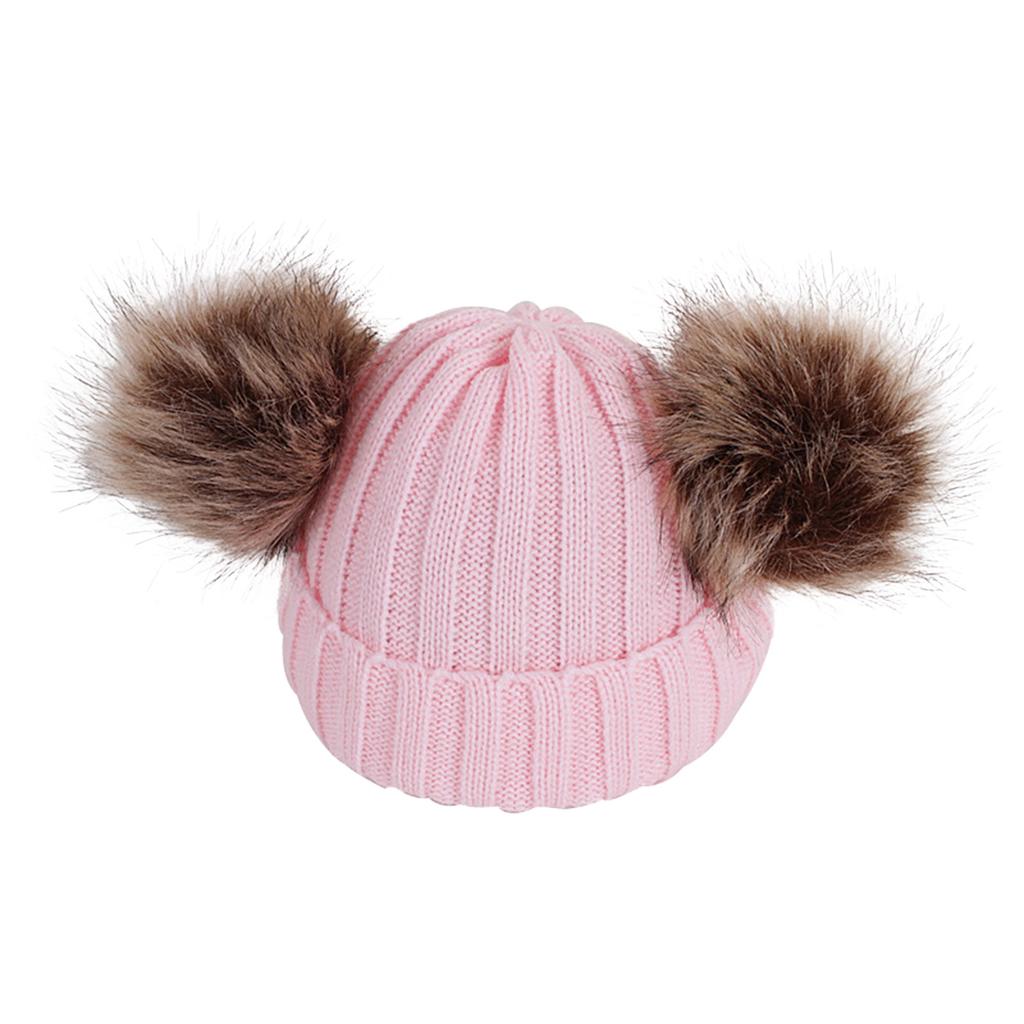 Baby Hat And Scarf Set With Faux Raccoon Fur Balls Winter Warm Knitted For 6-36 Months Infant Toddler Accessories