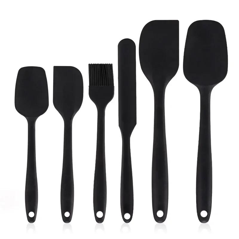 6-delat set med silikonspatlar Livsmedelsgodkända Non-Stick Värmebeständiga Spatlar Vändare Gräddblandningssked för Matlagning Bakverktyg