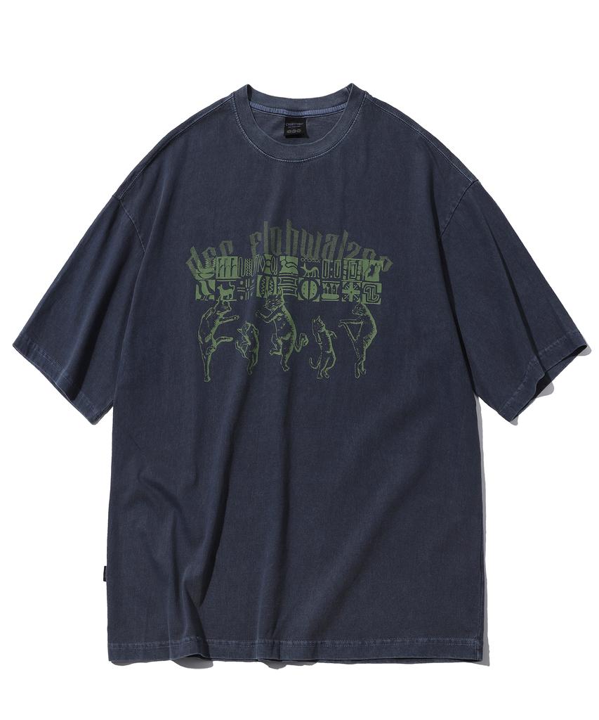 CPGN STUDIO Pleawalts Pigment Short Sleeve Tee Dark Blue