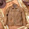 Chinese Size Vintage Men Leather Jacket Soft Genuine Cowhide Spring Autumn