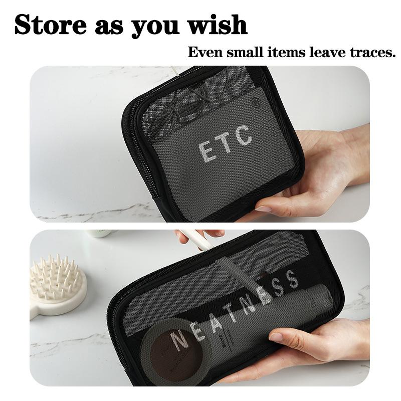 Travel Pouch Makeup Bag Wash Toiletries Organizer Bag Mesh Cosmetic Storage Bag