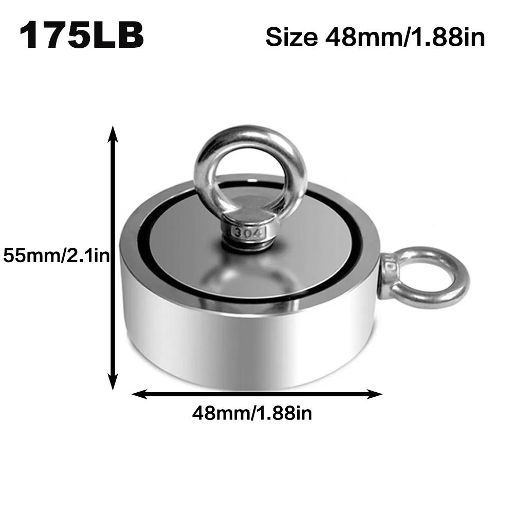 Super Power Salvage Fishing Magnetic 310lb Strong Neodymium Magnet Double Side Search Magnet Hook  M48mm-M60mm Stell Cup Holder