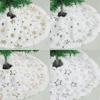 1pc 38CM White Snowflake Christmas Tree Skirt, Faux Fur Plush Xmas Base Cover Round Mat for Holiday Party, Autumn Halloween