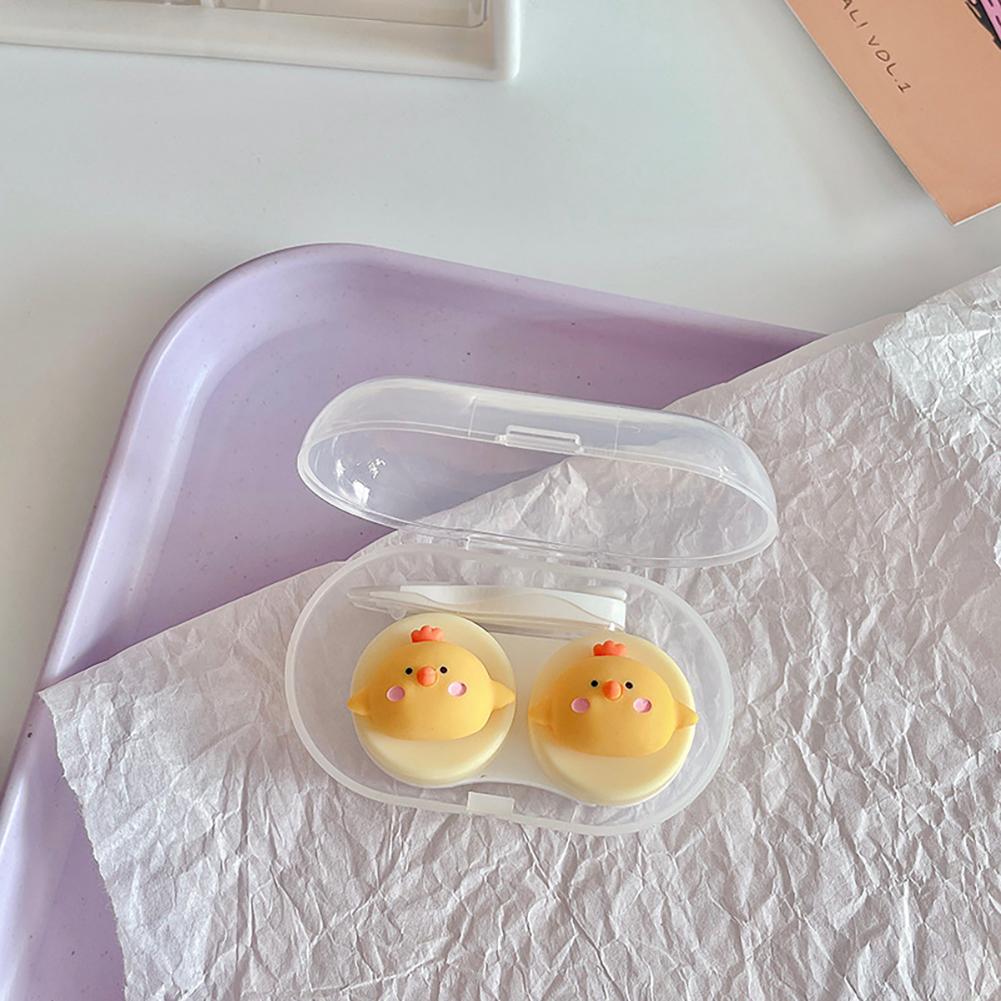 Cute Contact Lens Case with Lenses Tweezers Contact Lens Kit Holder Container Cartoon Animal Lens Storage Box
