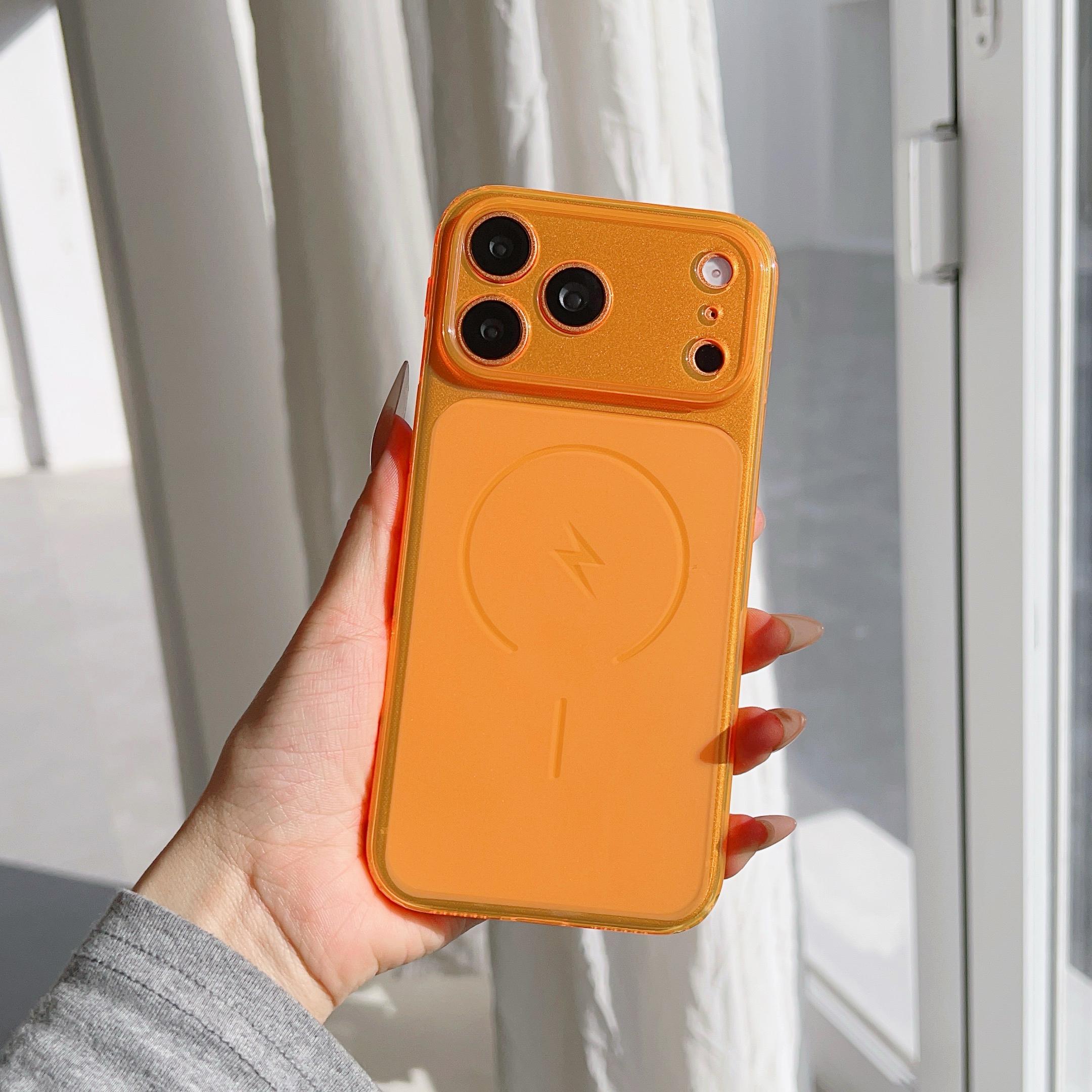 

Transparent Large Window Frosted Case For iPhone Air 17 16 E 15 14 11 13 12 11 Pro XR XS Max Plus Mini TPU Soft Bumper Cover iPhone 15 Pro Max помаранчевий