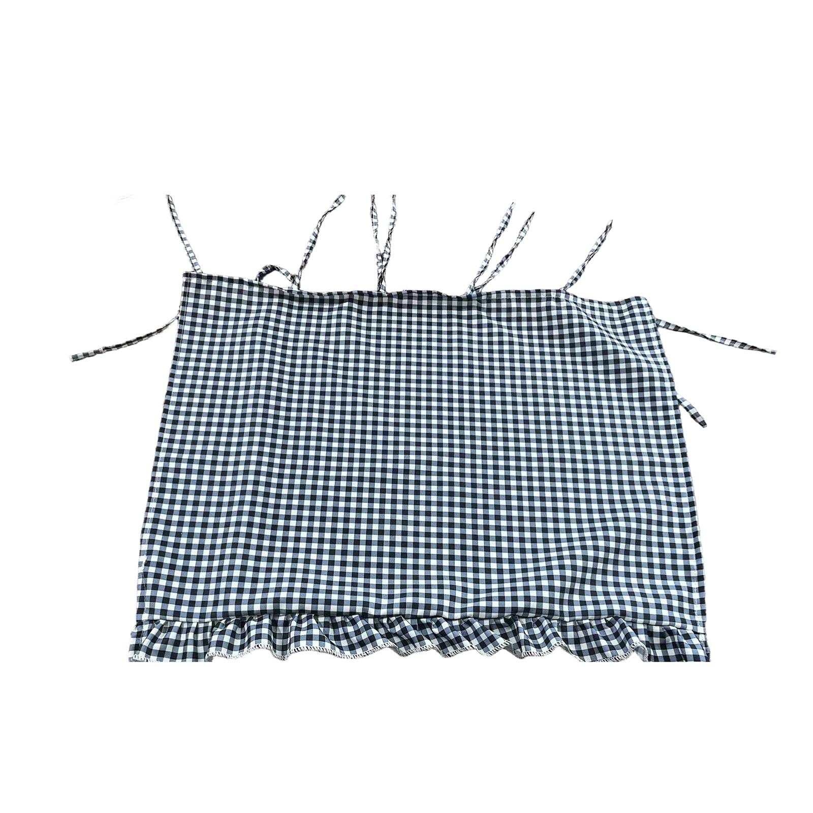 

Handmade Kitchen Oven Skirt Cover 76x54 5cm Adjustable Ties Oven Front Decorative Cotton Fabric Skirt with Ruffled Edge Durable Material чёрный