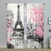 2pcs Artistic Paris Eiffel Tower Printed Curtains, Designed for Light Filtering, Quality Material, Ideal for Travel-Themed Home