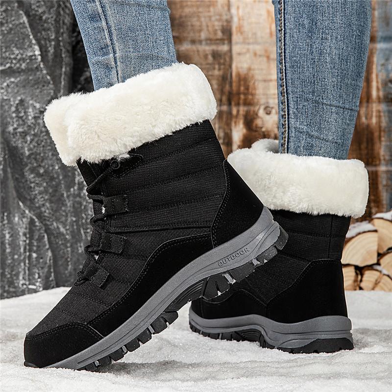 Fashionable and warm high-top ankle boots for women, winter new style plush snow boots, casual and comfortable women's boots