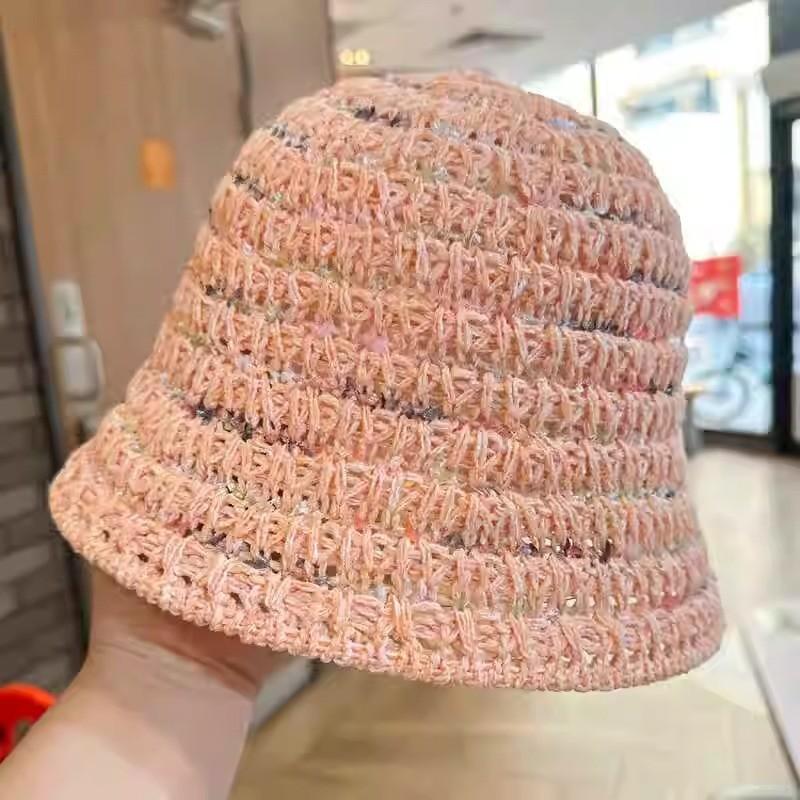 Trendy Commuter Mesh Bucket Hat Women's Breathable Sun Protection Top Hat 2024 New Face-shaping Fashion Hat