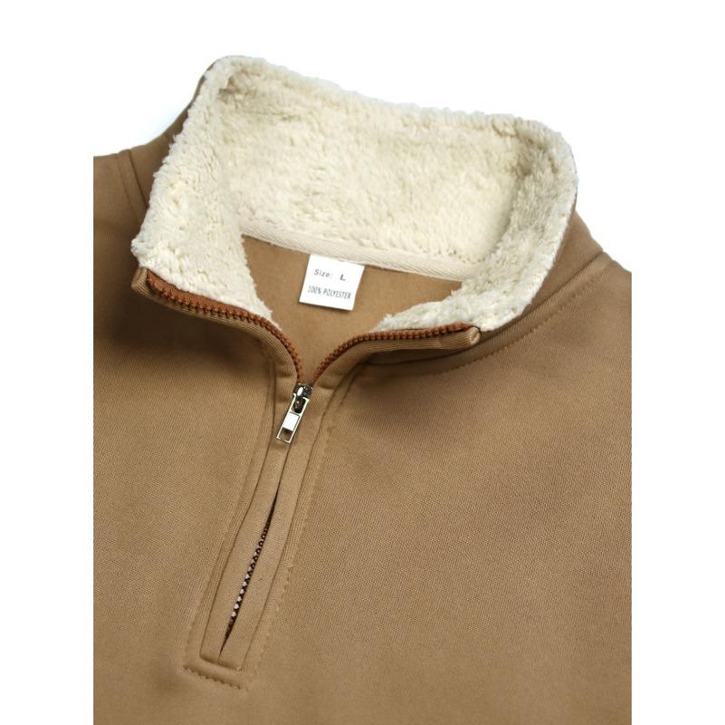 Men S Retro Spliced Half Zip Long Sleeve Sweatshirt