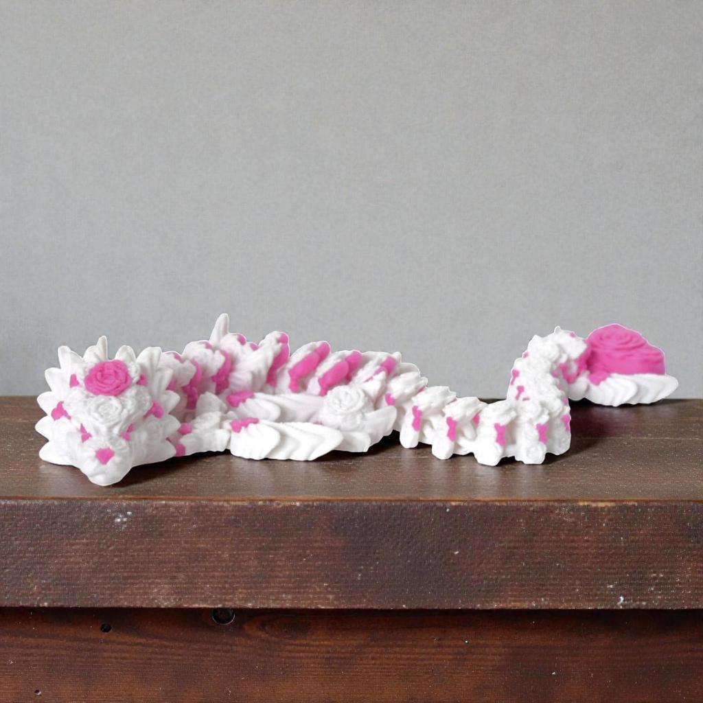 Dragon Rose Coeur 3D - Modèle de Figurine Articulée Mobile Ornement pour Enfants