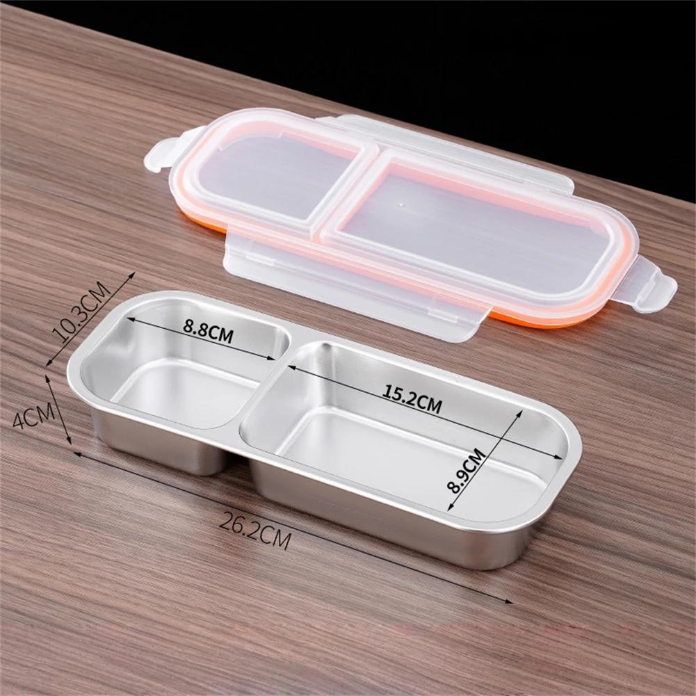 Portable Stainless Steel Snack Container with Leak Proof Seal and 3 Compartments for Fresh Separate Food Storage