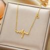 Romantic Heart Beat Love Pendant Electrocardiogram Necklace Anklet for Women Valentine's Day Gift Stainless Steel Jewelry Set