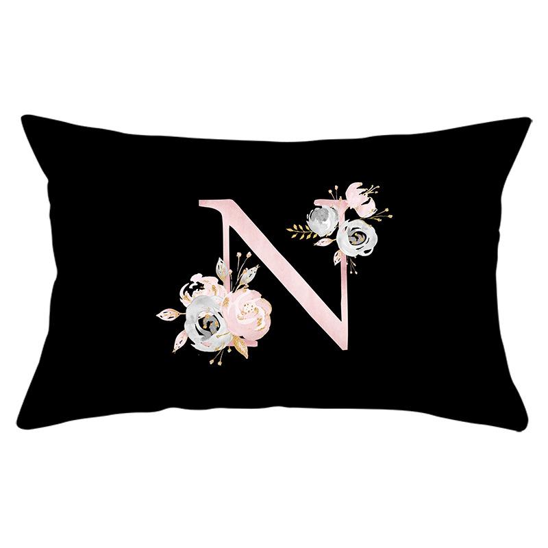 New Black Crown Letter Waist Pillow Cover for Home Peach Skin Sofa Waist Cushion Cover Car Cushion Cover