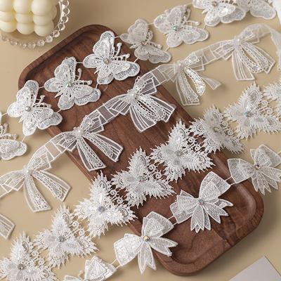 3D Schmetterling Spitzenbesatz Stoff Strass Nähzubehör Für Hochzeitskleid Kleidung DIY Bastelbedarf Blumendekor Band
