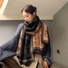 Cute pattern scarf, warm in winter, cute cat imitation cashmere scarf, female, short beard shawl, scarf dual-purpose