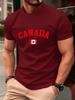Kanada Text Med Flagga Tryckt Bomulls T-shirts HerrS Sommar Kortärmad T-shirt Mjuk Överdimensionerad Rundhalsad Toppar Grundläggande Herrkläder