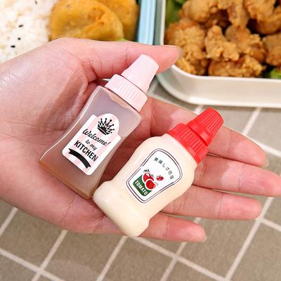 2 szt. Mini butelka na sos przyprawowy Przenośna butelka na ketchup Pojemnik na sos sałatkowy Do pudełka śniadaniowego Bento Akcesoria kuchenne