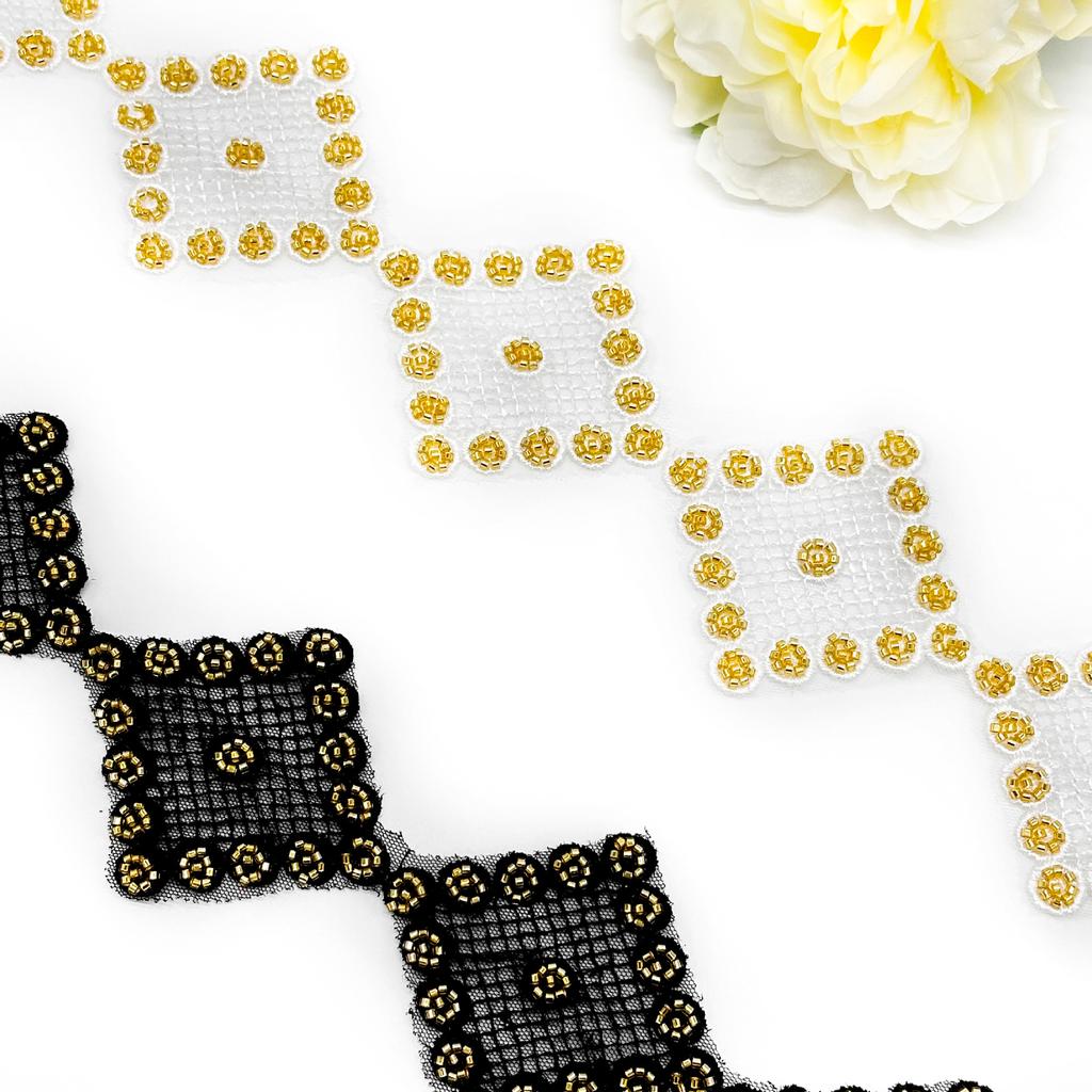 Gold Nail Drill Plaid Embroidery Lace Handmade Diy Clothing Dress Dress Accessories