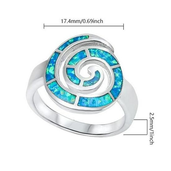 Opal Blue Swirl Ring - Cross-Border Exclusive