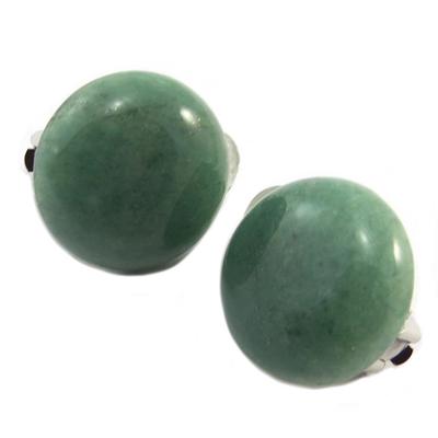 [P4053] - Aventurine Green 'Mineralia' Designer Clips - 18 Mm