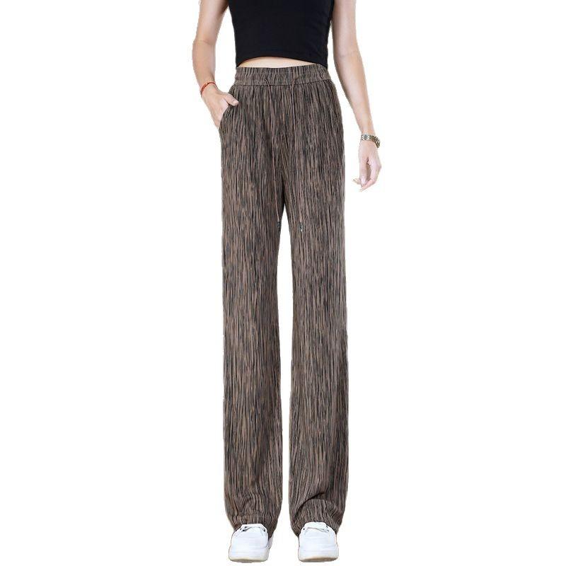 Summertime Thin Narrow Wide-leg Pants New High-waisted Meat-covering and Thin Trousers Baggy Casual Trousers
