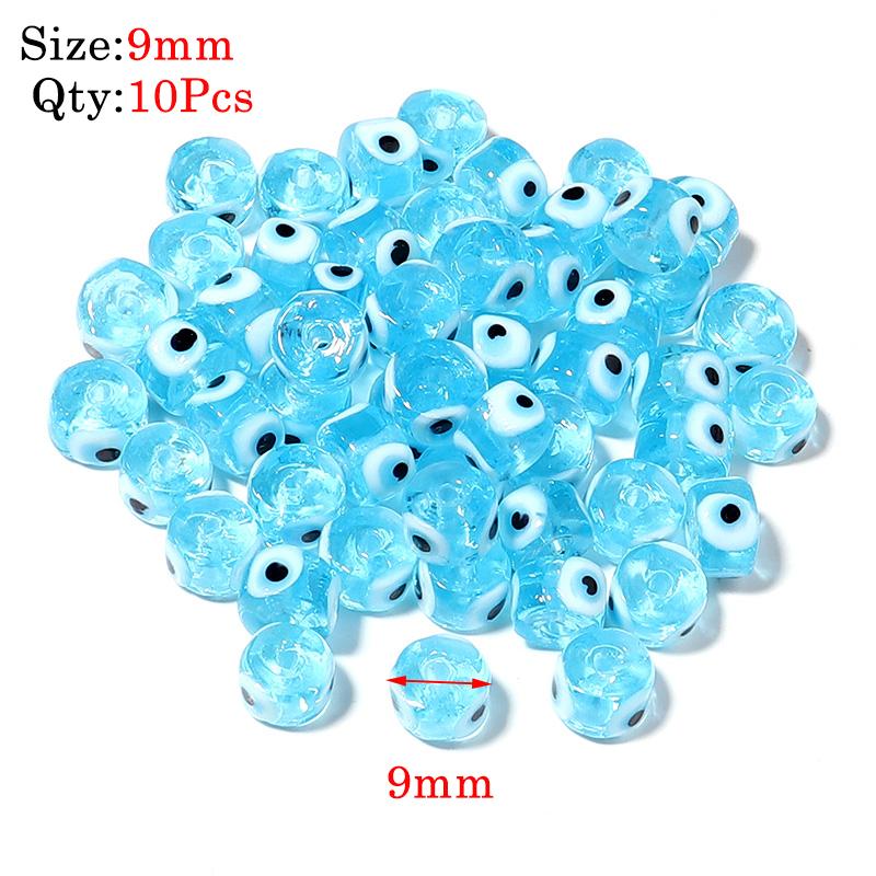 Round Lampwork Evil Eye Beads Liuli Flat Loose Fashion Jewelry For Bead Diy Handmade Bracelets Phone Charm Components