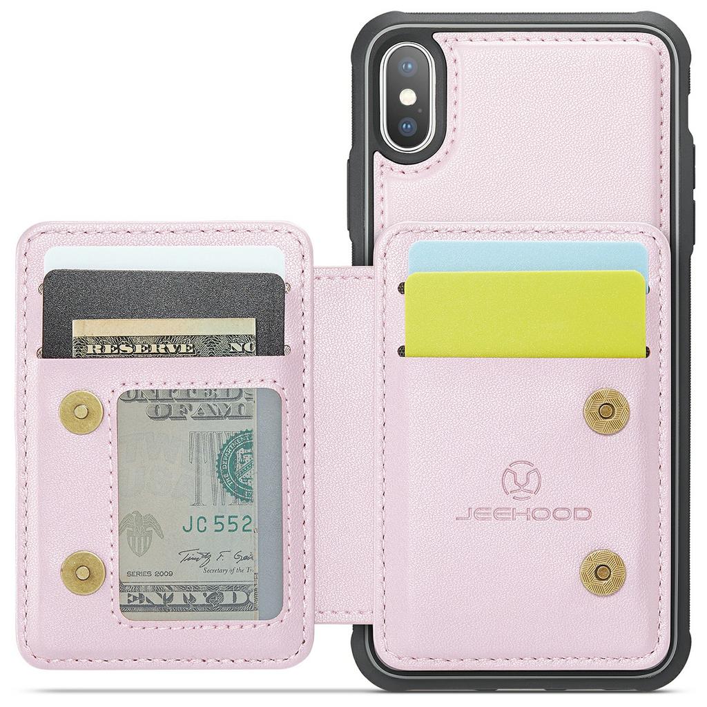 Für iPhone X/XS Hülle Leder Handyhülle mit abnehmbarer magnetischer Kartenfachtasche