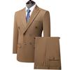 Hongdou Men's Double-Breasted Slim-Fit Suit Set