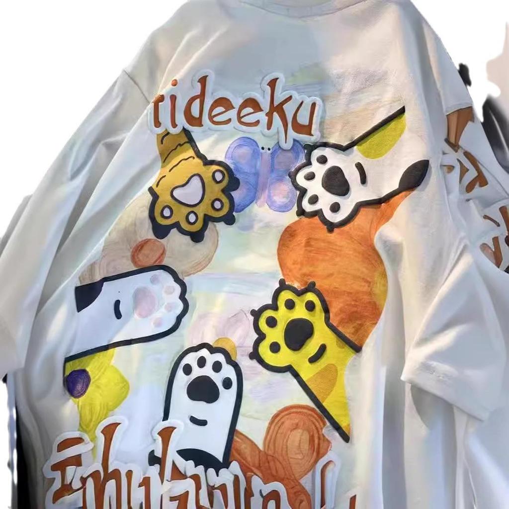 Übergröße Damen Harajuku Graffiti T-Shirt - Lockere Passform, Figurschmeichelnde Kurzarm für den Sommer