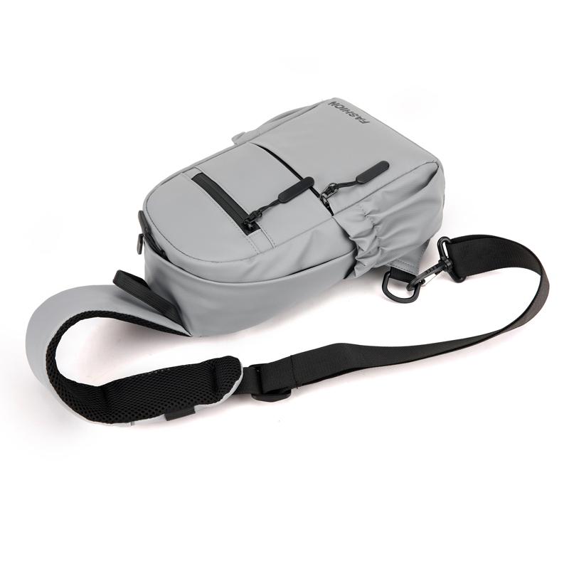 Men's Waterproof Chest Bag Multifunction Oxford Crossbody Shoulder Bag Messenger Travel Pack with A Headphone Wire Access Hole