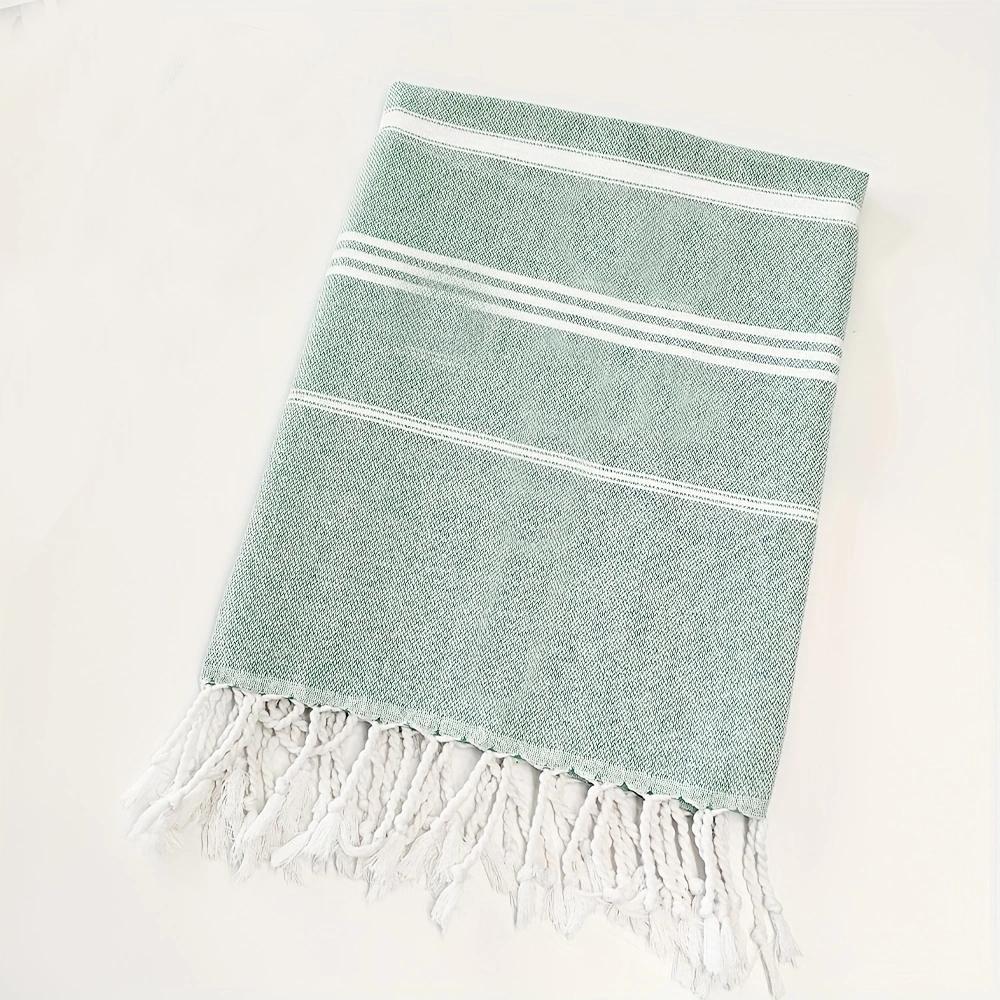 Turkey Beach Towel Shawl Striped Tassel Oversized Bath Towel Absorbent Quick-Drying Outdoor Seaside Sand-Free