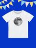 Round Neck Printed Pattern Pullover Short Sleeve Kids Tops Moon