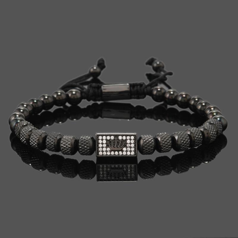 Luxury Stainless Steel Beads Crown Charms Man Bracelets Handmade Jewelry Gift