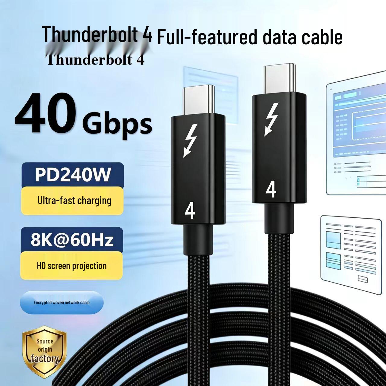 

Многофункциональный кабель Thunderbolt 4 с двумя портами USB-C, PD240W - Высокоскоростная передача данных и быстрая зарядка 0.3M