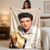 Elvis Presley Print Flannel Blanket Cozy Warm Plush Throw Blanket For Bed Sofa Couch Indoor Household Use