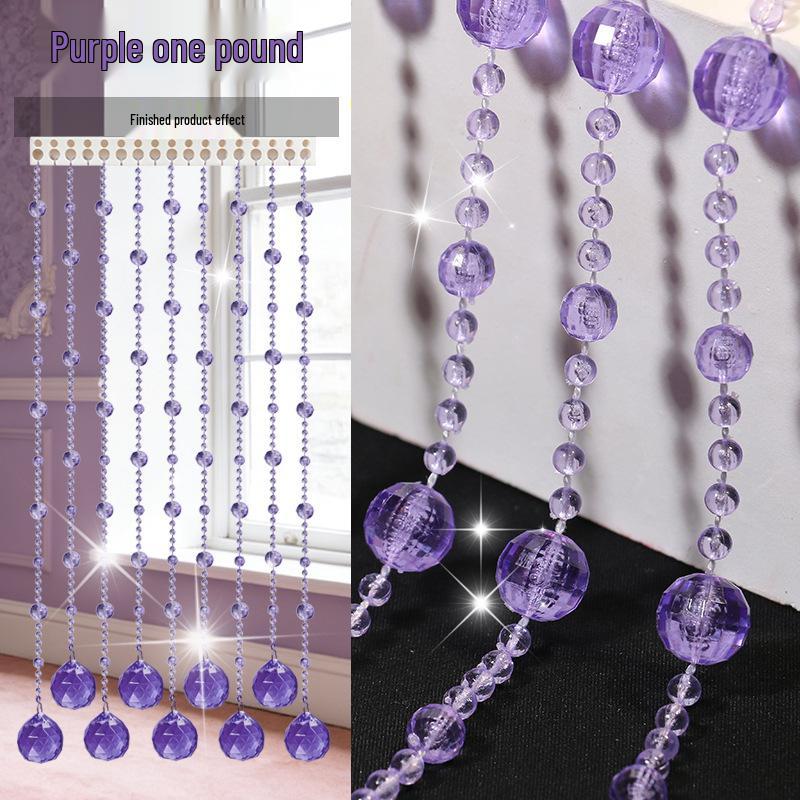 Transparent Crystal Bead Door Curtain for Wedding Decoration - DIY Hanging Partition with Feng Shui Elements, No Punching Required.