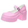 Rimocy 2024 New Chunky Platform Mary Jane Shoes Women Patent Leather High Heels Pumps Woman Sweet Thick Heel Party Shoes Female