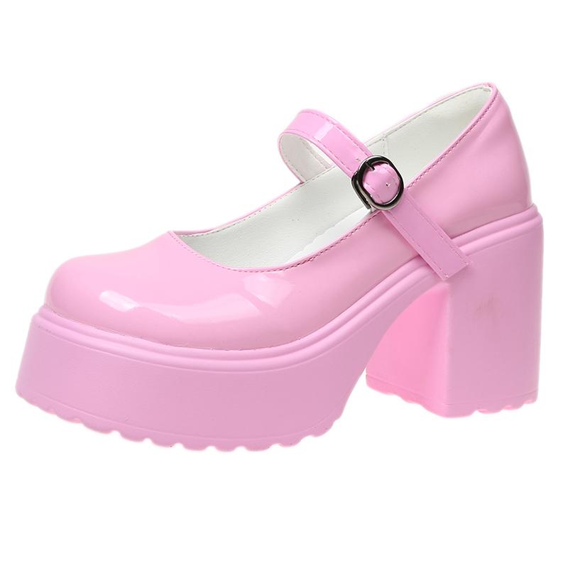 Rimocy 2024 New Chunky Platform Mary Jane Shoes Women Patent Leather High Heels Pumps Woman Sweet Thick Heel Party Shoes Female