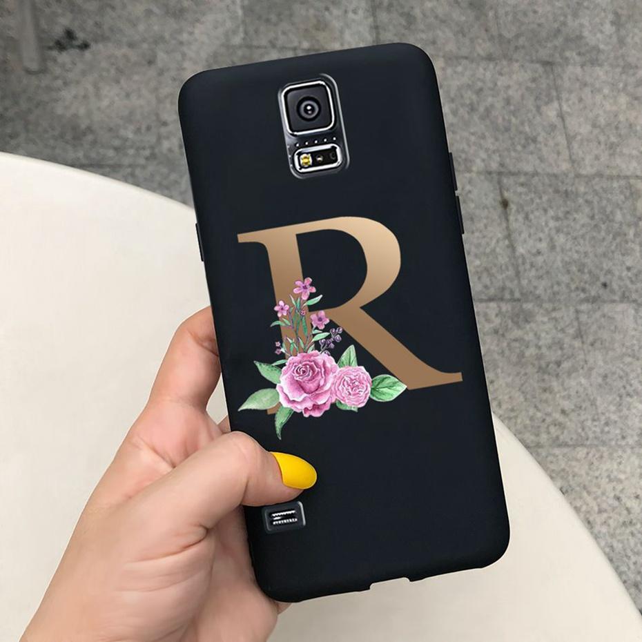 For Samsung Galaxy S5 I9600 Phone Case Flower Initial Alphabet Case For Samsung S5 Neo S 5 G900 G903F SM-G900F Soft Silicon Case
