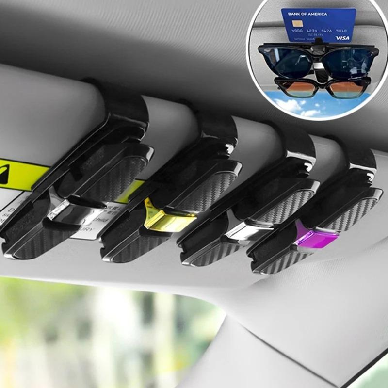 Tragbarer Auto-Brillenhalter mit Ticket- und Kartenklemme, Sonnenbrillenclip für die Sonnenblende, ABS-Brillenetui, Autohalterung, Autozubehör