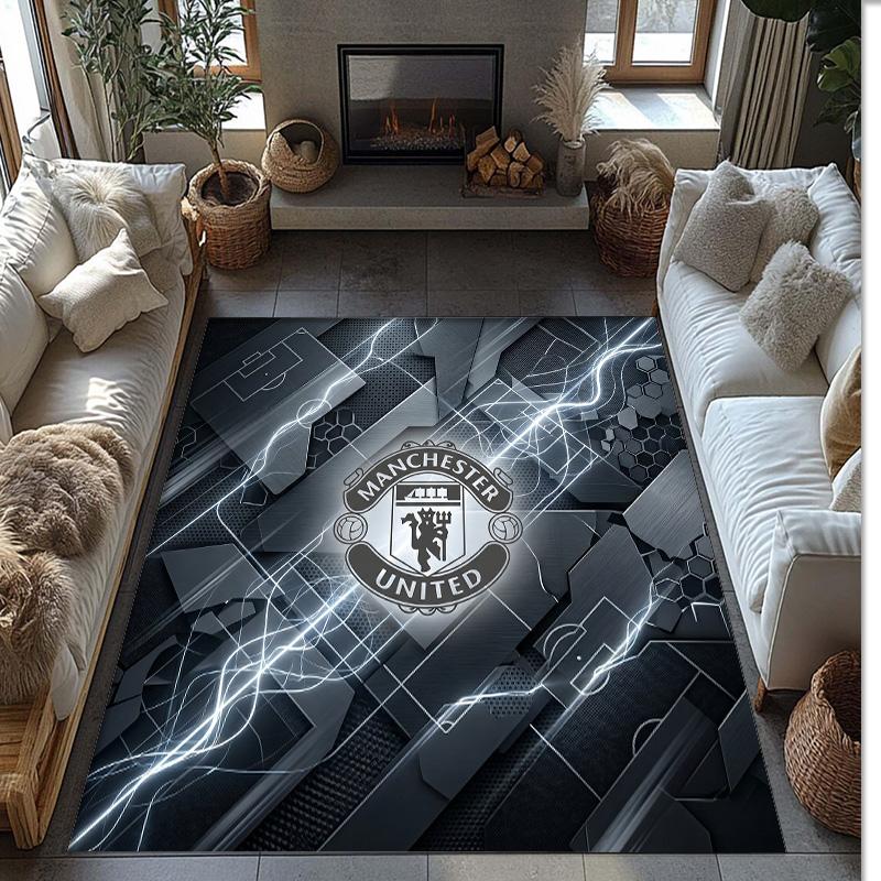 Tappeto in Flanella Stampato Manchester United Antiscivolo Morbido Poliestere Tappeto per Pavimento Tappetino Decorativo per Interni per Camera da Letto Soggiorno Divano